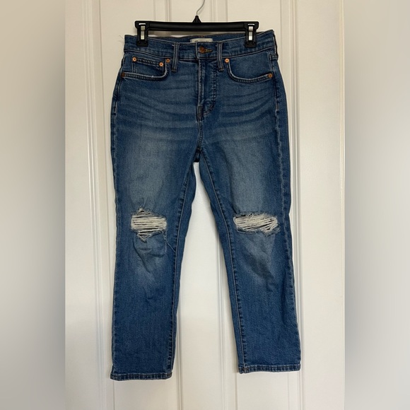 SOLD Madewell The Perfect Vintage Crop Jean with Knee Rips - Size 27P - Picture 3 of 13